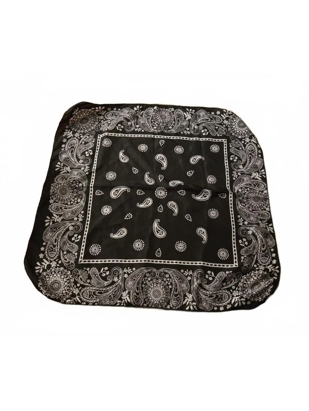 Black and White Paisley Bandana Scarf